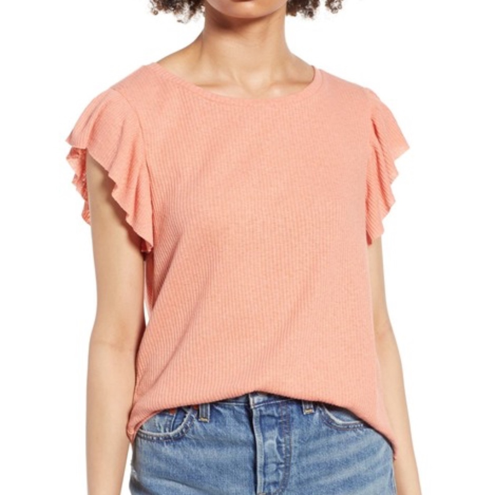 BP Ruffle Tee, Coral Blush Sz S (4-6)